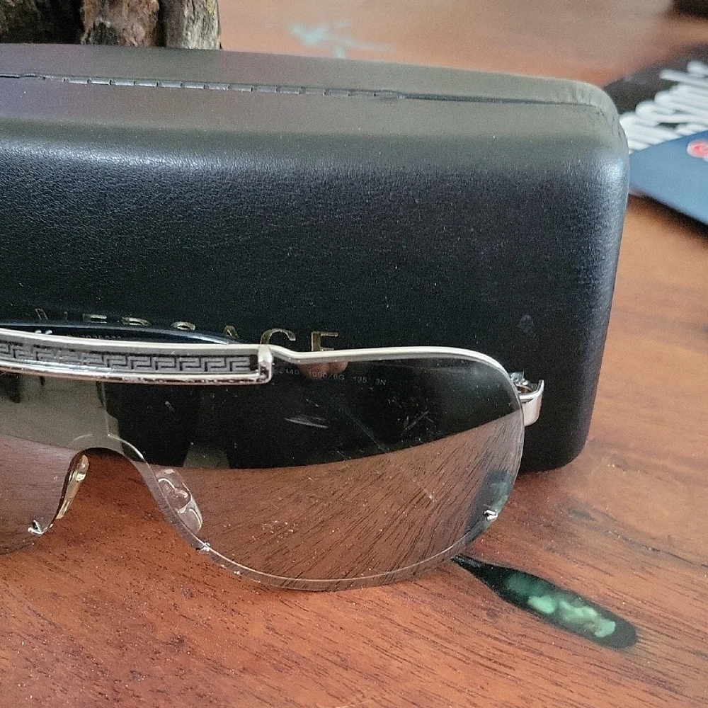 Versace Silver Metal Sheild Sunglasses, Mirror Lens VE2140 - Picture 8 of 10